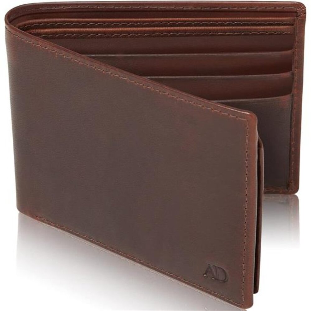 Slim Leather Bifold Wallets For Men - Minimalist Mens Wallet RFID Blocking